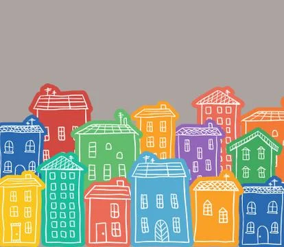 Houses colored doodles Stock-Illustration