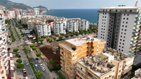 Houses construction process. Construction of a residential complex Stock Footage 223679893