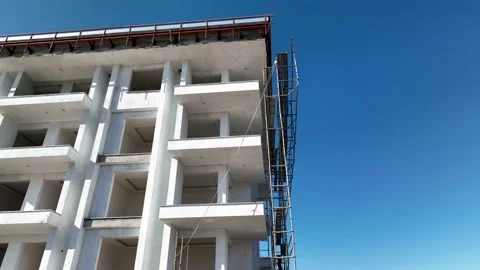 Houses construction process. Construction of a residential complex Stock Footage 223685891
