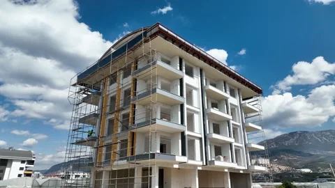 Houses construction process. Construction of a residential complex Stock Footage 223687229