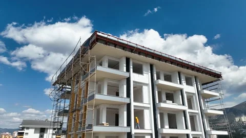 Houses construction process. Construction of a residential complex Stock Footage 223691163