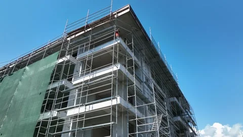 Houses construction process. Construction of a residential complex Stock Footage 223691689