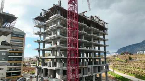 Houses construction process. Construction of a residential complex Stock Footage 223699582