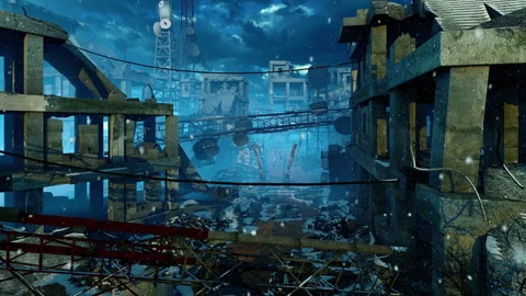 Houses destroyed by war Stock Footage 321963072