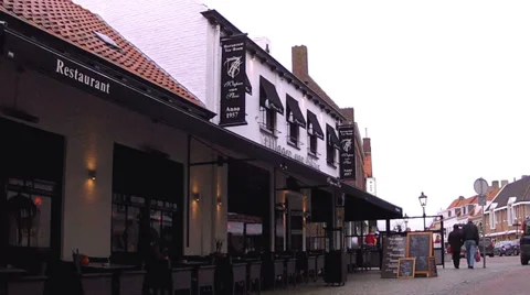 Houses of Dutch towns (Sluis) Stock Footage 34387553