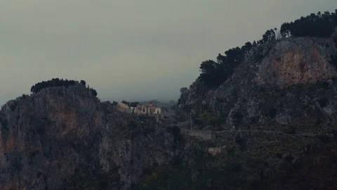 Houses on the edge of a small cliff Stock Footage 88711685