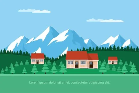Houses in the forest Stock Illustration
