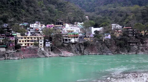 Houses By The Ganges River Stock Footage 41244748