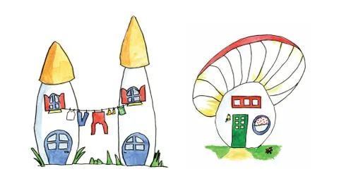 Houses for gnomes Stock Illustration