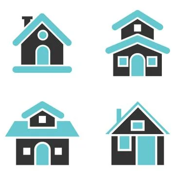 Houses Icon set-Vector Iconic Design Stock Illustration