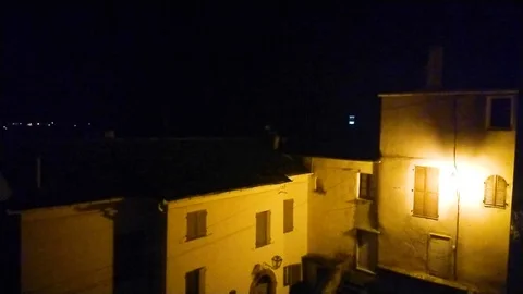 Houses at night in the dark Stock Footage