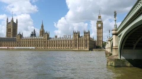 The Houses of Parliament, UK. Westminster Bridge. Stock Footage