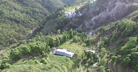 Houses on Remote Hillside Stock Footage 81003635