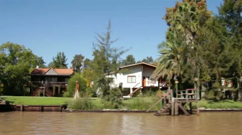 Houses on the river Stock-Footage 11073472