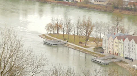 Houses by the River Stock Footage 36052657