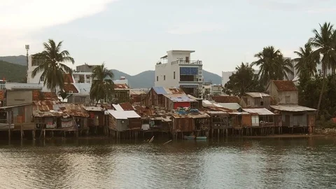 Houses on the river Stock Footage 89993090