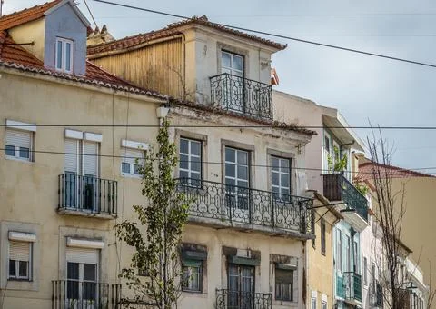 Houses on Rua da Voz do Operario in Graca area of Lisbon city in Portugal Stock Photos