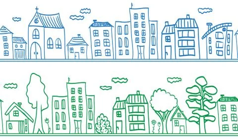 Houses seamless pattern background Stock-Illustration