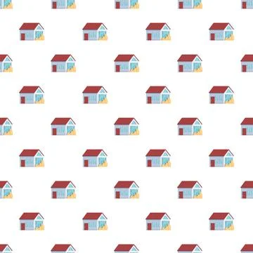 Houses seamless pattern representing home delivery and relocation Ilustración de archivo