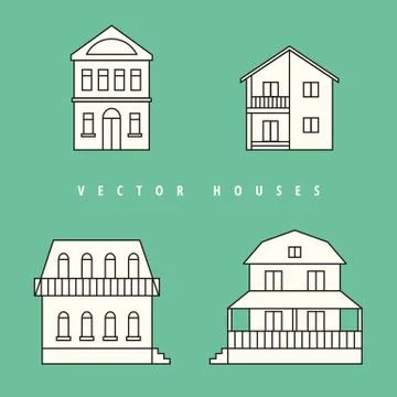 Houses set. Isolated elements for design Stock Illustration