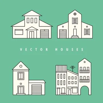 Houses set. Isolated elements for design Stock Illustration