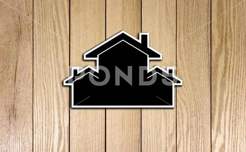 Houses Shape Card board on Wood Texture. Photo Image Stock Photos