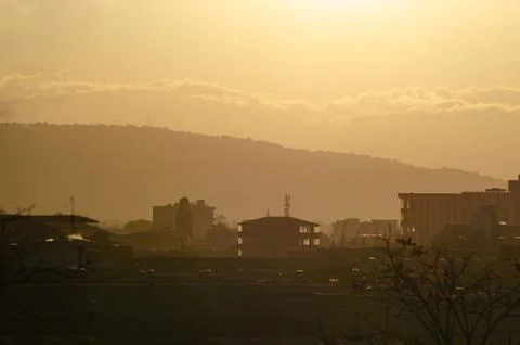 Houses at sunset 스톡 사진