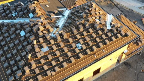 Houses under construction from above Stock Footage 113322534