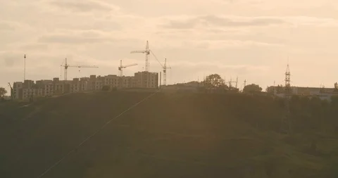 Houses under construction at sunset. Stock Footage 114289287