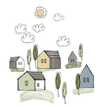 Houses. Vector illustration. Stock Illustration