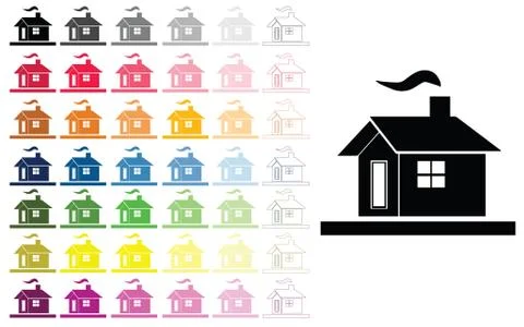 Houses vector set in multiple colors Stock Illustration