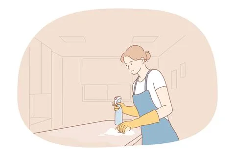 Housewife, cleaning, job career concept Stock Illustration