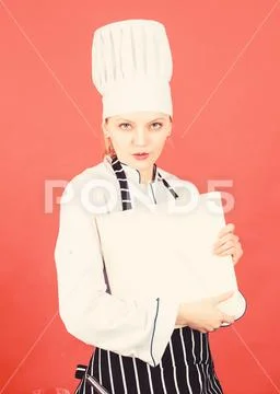 Housewife with cookery book. professional chef in kitchen. Cuisine. restaurant Stock-Fotos