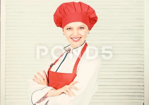 Housewife with cooking utensil. professional chef in kitchen. Cuisine. woman in Stock-Fotos