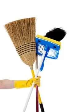 Housework - broom, mop, duster Stock Photos