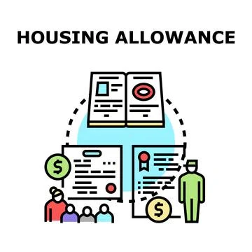 Housing allowance program providing financial support for families Stock Illustration
