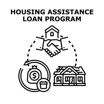 Housing assistance loan program financial aid concept Illustration