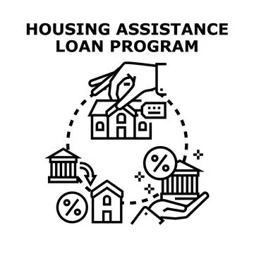 Housing assistance loan program for property financing Stock Illustration