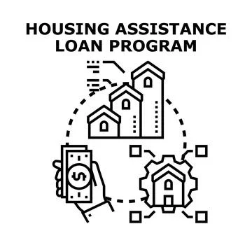 Housing assistance loan program securing property financing concept Stock Illustration