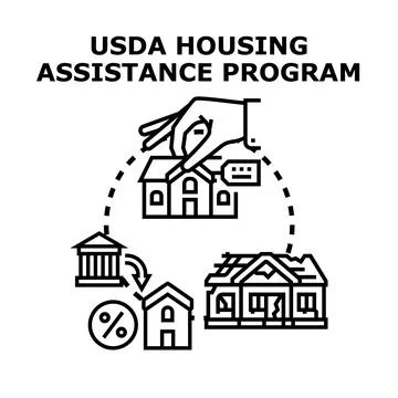 Housing assistance program offering financial support for homes Stock Illustration