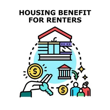 Housing benefit program helping renters with apartment expenses 스톡 일러스트