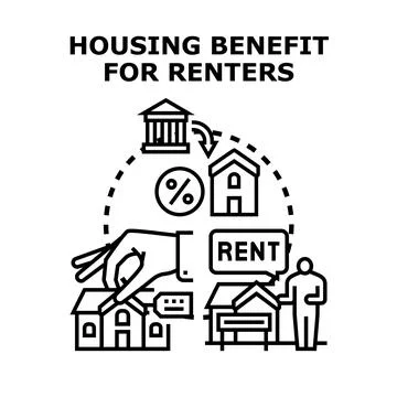 Housing benefit program for renters providing financial assistance Illustration