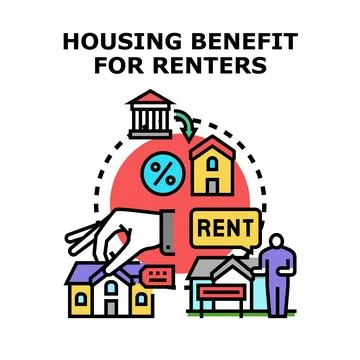 Housing benefit program for renters providing financial assistance Illustration