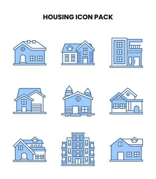 Housing Blue Graphics Icons Pack Ilustración de archivo