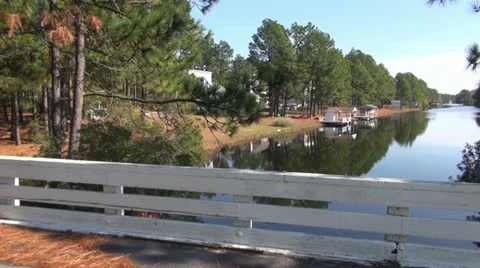 Housing on a canal Stock Footage 12732786