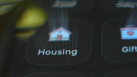 Housing category as expense in Budget planner app Stock Footage 303821643