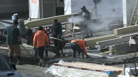 Housing Community Construction Workers In Action Video stock 172156148
