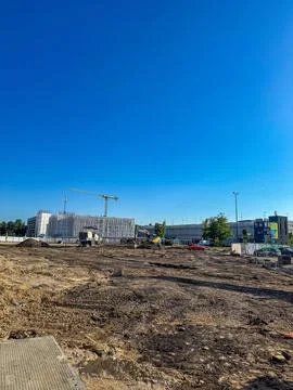 Housing construction on a large construction site of new residential buildings. Stock Photos