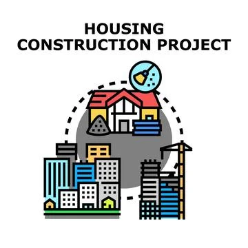 Housing construction project building new suburban homes Ilustração Stock