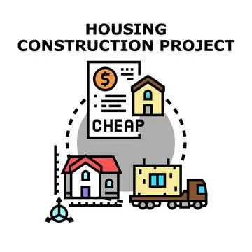 Housing construction project development with affordable delivery Stock Illustration